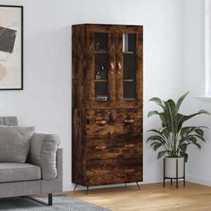 Skříň highboard kouřový dub 69,5 x 34 x 180 cm kompozitní dřevo - obrázek 1