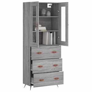 Skříň highboard šedá sonoma 69,5 x 34 x 180 cm kompozitní dřevo - obrázek 3