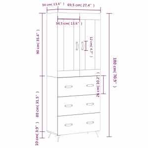 Skříň highboard šedá sonoma 69,5 x 34 x 180 cm kompozitní dřevo - obrázek 14