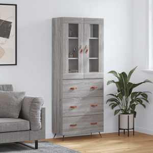 Skříň highboard šedá sonoma 69,5 x 34 x 180 cm kompozitní dřevo - obrázek 1