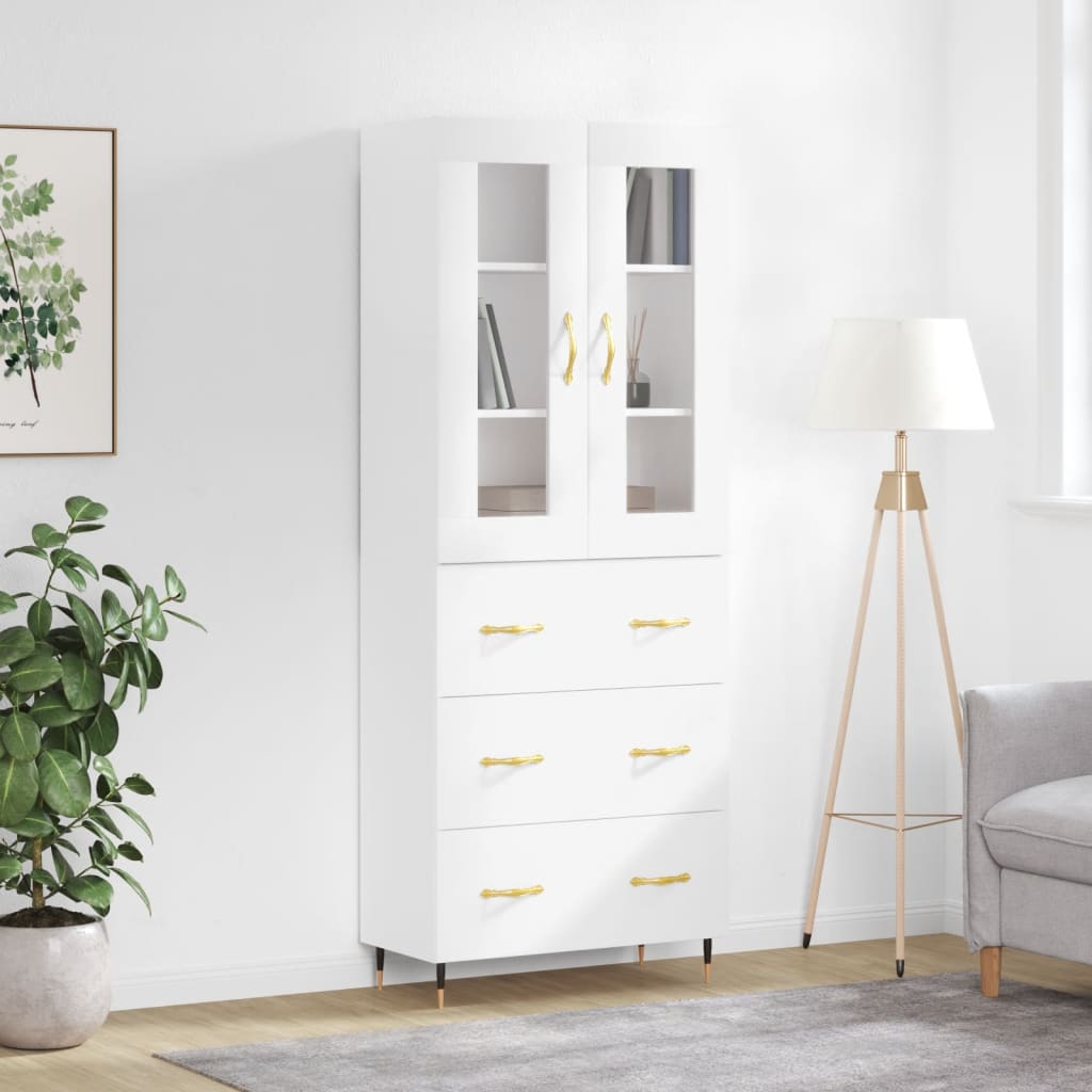 Skříň highboard bílá 69,5 x 34 x 180 cm kompozitní dřevo