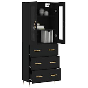 vidaXL Buffet haut Noir 69,5x34x180 cm Bois d'ing&eacute;nierie