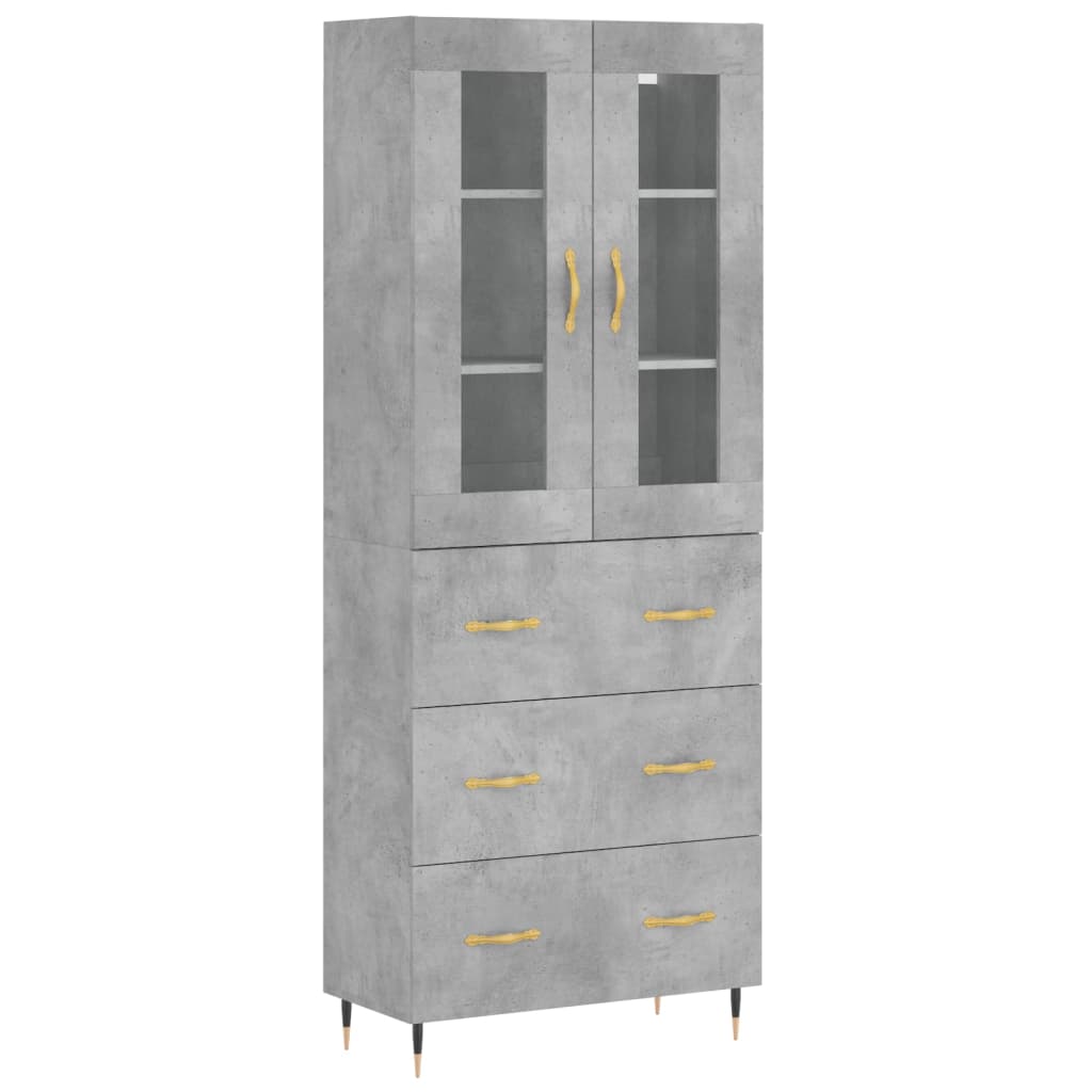 vidaXL Skříň highboard betonově šedá 69,5x34x180 cm kompozitní dřevo