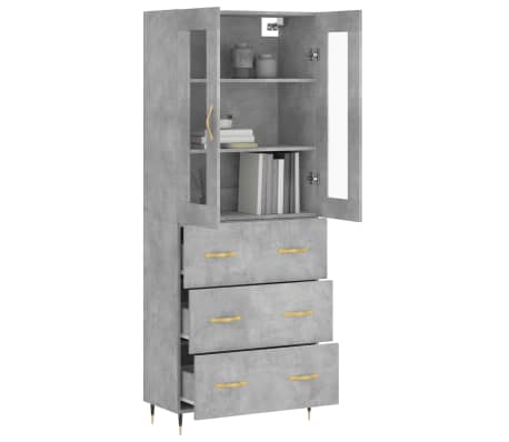 vidaXL Highboard Betongrau 69,5x34x180 cm Holzwerkstoff