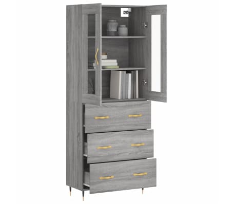 vidaXL Highboard Grau Sonoma 69,5x34x180 cm Holzwerkstoff