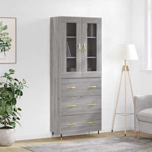 Skříň highboard šedá sonoma 69,5 x 34 x 180 cm kompozitní dřevo - obrázek 1