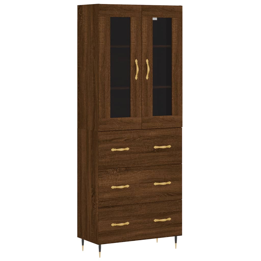 vidaXL Skříň highboard hnědý dub 69,5 x 34 x 180 cm kompozitní dřevo