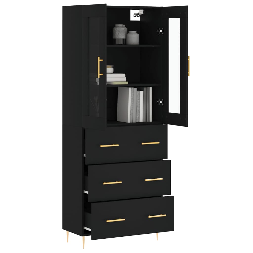 vidaXL Highboard Schwarz 69,5x34x180 cm Holzwerkstoff