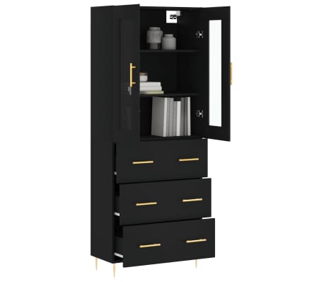 vidaXL Buffet haut Noir 69,5x34x180 cm Bois d'ingénierie