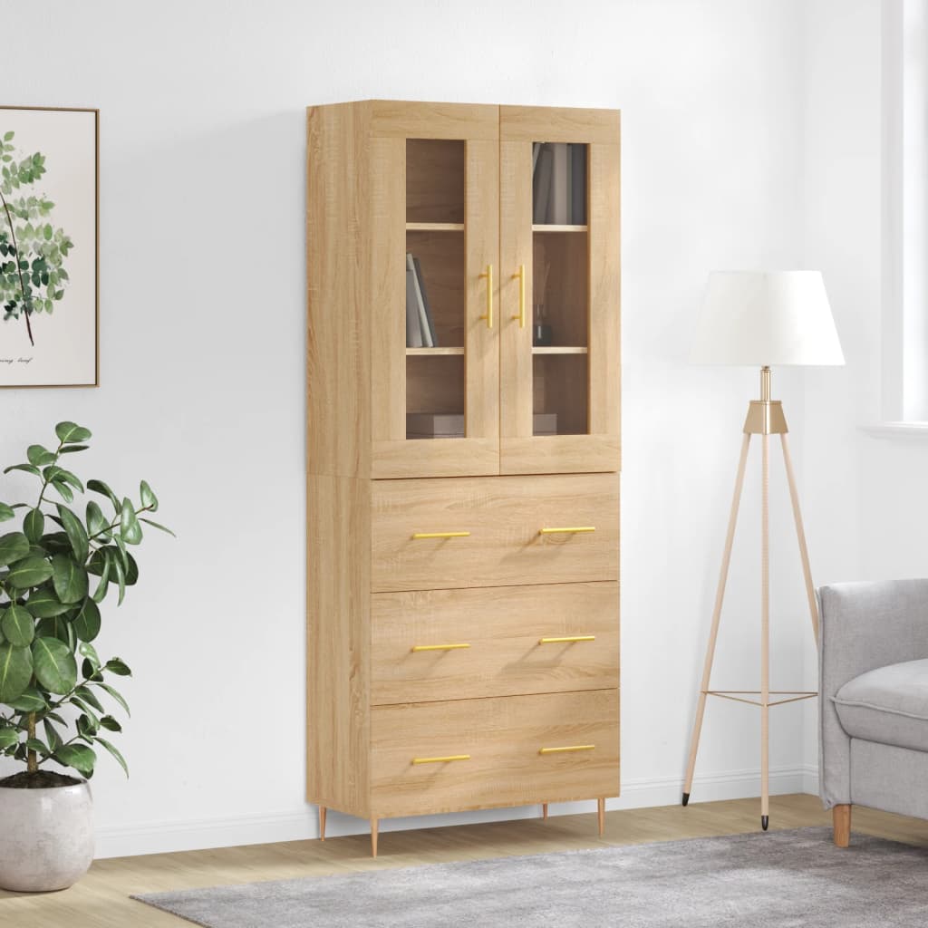 vidaXL Highboard Sonoma-Eiche 69,5x34x180 cm Holzwerkstoff