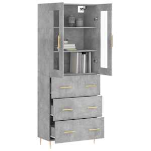 Skříň highboard betonově šedá 69,5x34x180 cm kompozitní dřevo - obrázek 3