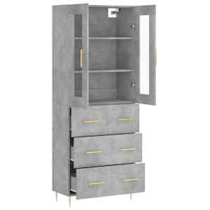 Skříň highboard betonově šedá 69,5x34x180 cm kompozitní dřevo - obrázek 4