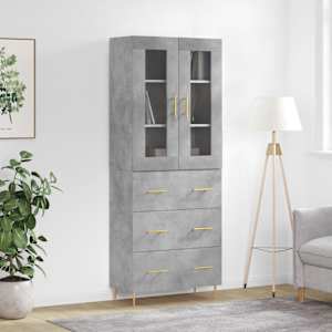 Skříň highboard betonově šedá 69,5x34x180 cm kompozitní dřevo - obrázek 1