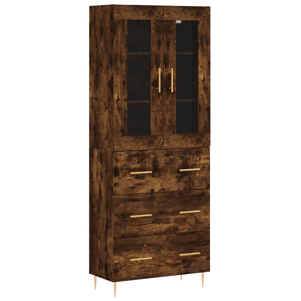 vidaXL Skříň highboard kouřový dub 69,5 x 34 x 180 cm kompozitní dřevo