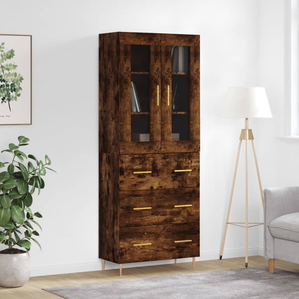 Skříň highboard kouřový dub 69,5 x 34 x 180 cm kompozitní dřevo