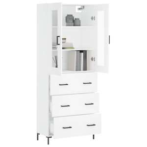 Skříň highboard bílá 69,5 x 34 x 180 cm kompozitní dřevo - obrázek 3