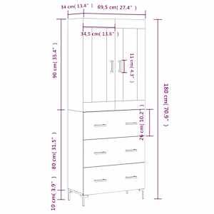 Skříň highboard bílá 69,5 x 34 x 180 cm kompozitní dřevo - obrázek 14