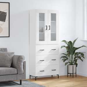Skříň highboard bílá 69,5 x 34 x 180 cm kompozitní dřevo - obrázek 1