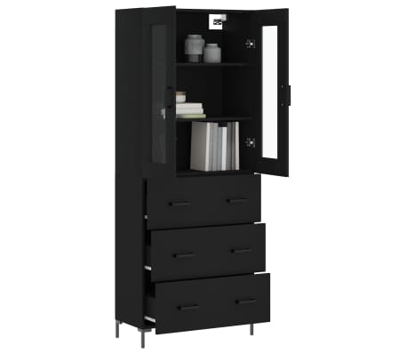 vidaXL Skř&iacute;ň highboard čern&aacute; 69,5 x 34 x 180 cm kompozitn&iacute; dřevo