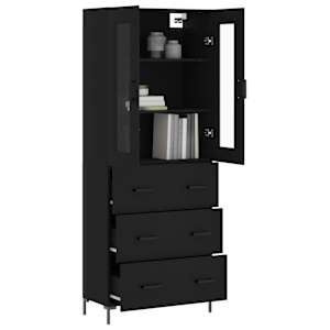 vidaXL Skř&iacute;ň highboard čern&aacute; 69,5 x 34 x 180 cm kompozitn&iacute; dřevo