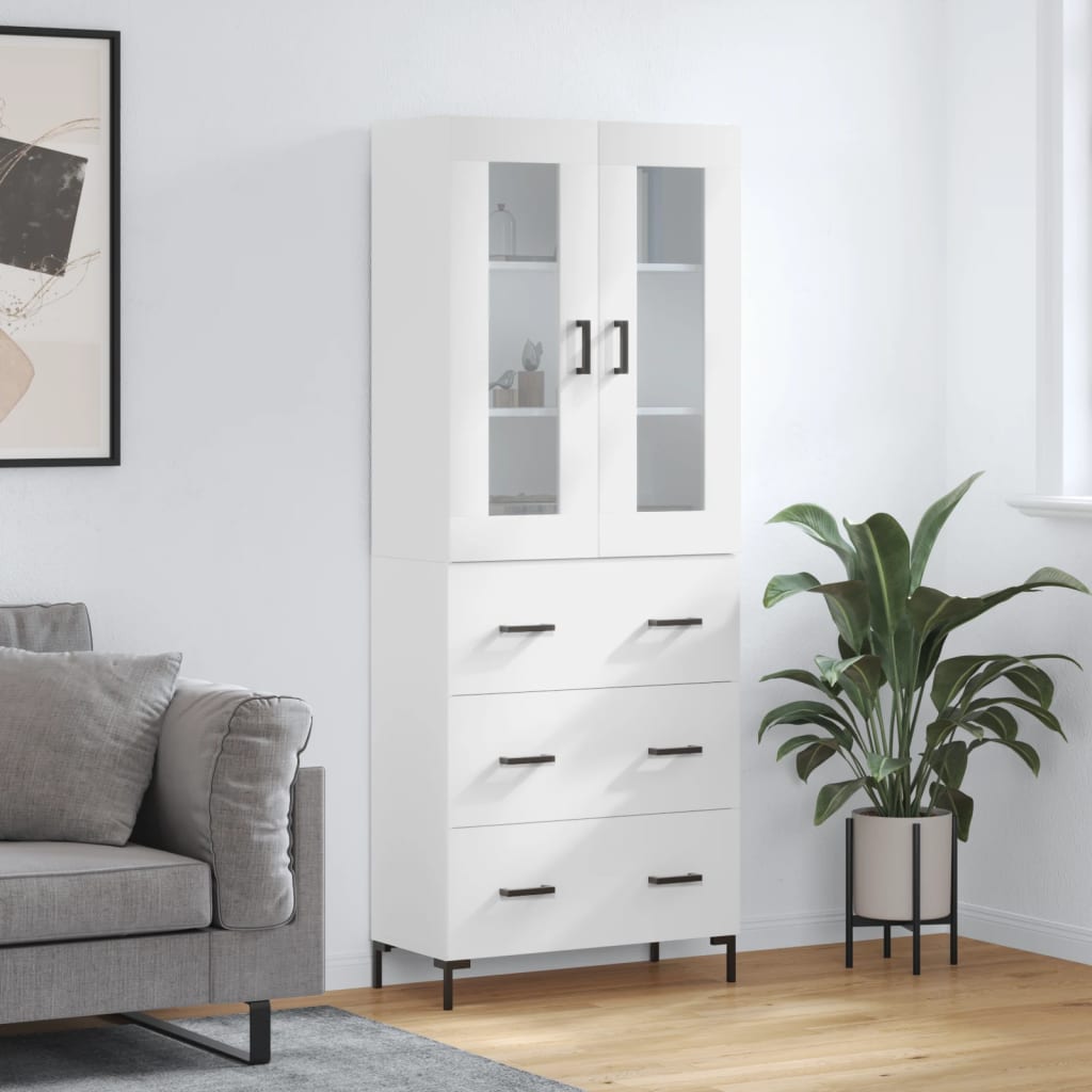 Skříň highboard lesklá bílá 69,5 x 34 x 180 cm kompozitní dřevo