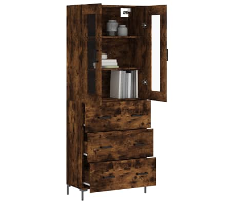 vidaXL Dulap &icirc;nalt, stejar fumuriu, 69,5x34x180, lemn compozit