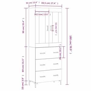 Skříň highboard šedá sonoma 69,5 x 34 x 180 cm kompozitní dřevo - obrázek 14