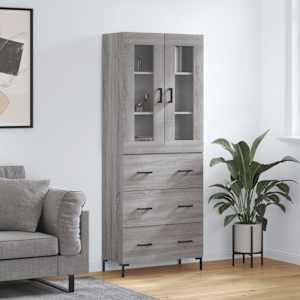 Skříň highboard šedá sonoma 69,5 x 34 x 180 cm kompozitní dřevo - obrázek 1