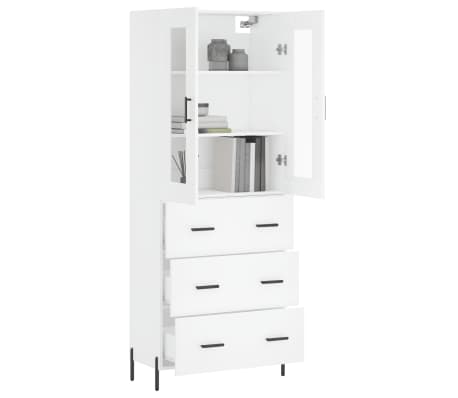vidaXL Buffet haut Blanc 69,5x34x180 cm Bois d'ing&eacute;nierie