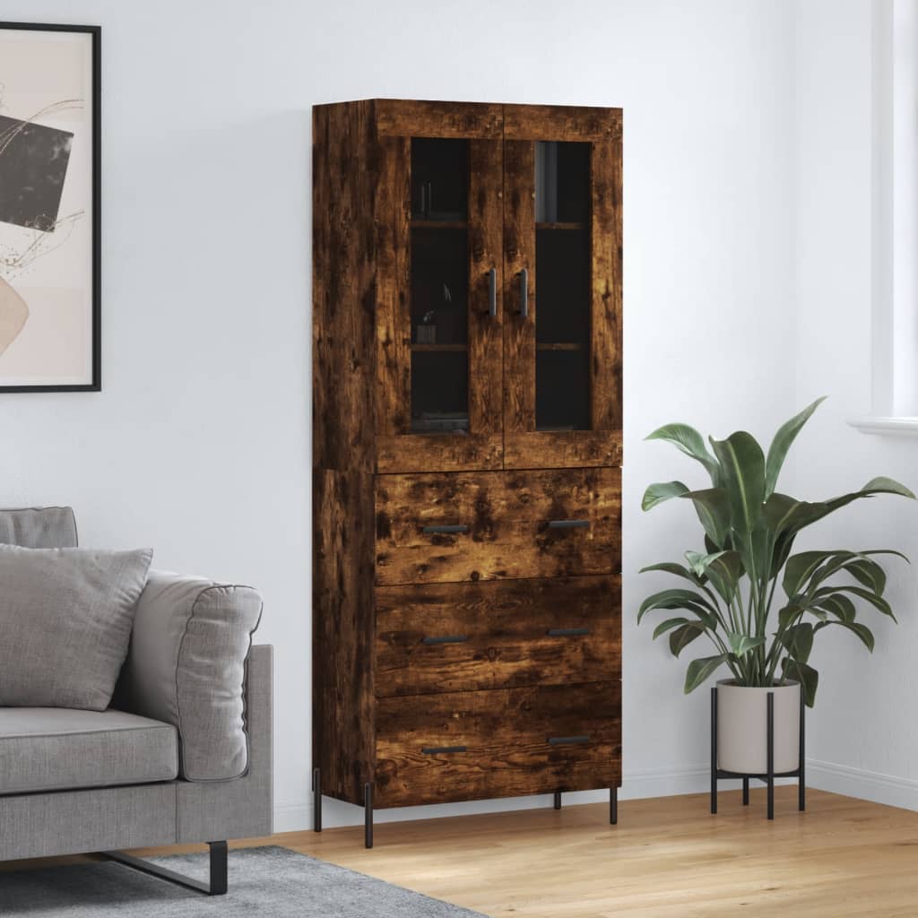 Skříň highboard kouřový dub 69,5 x 34 x 180 cm kompozitní dřevo