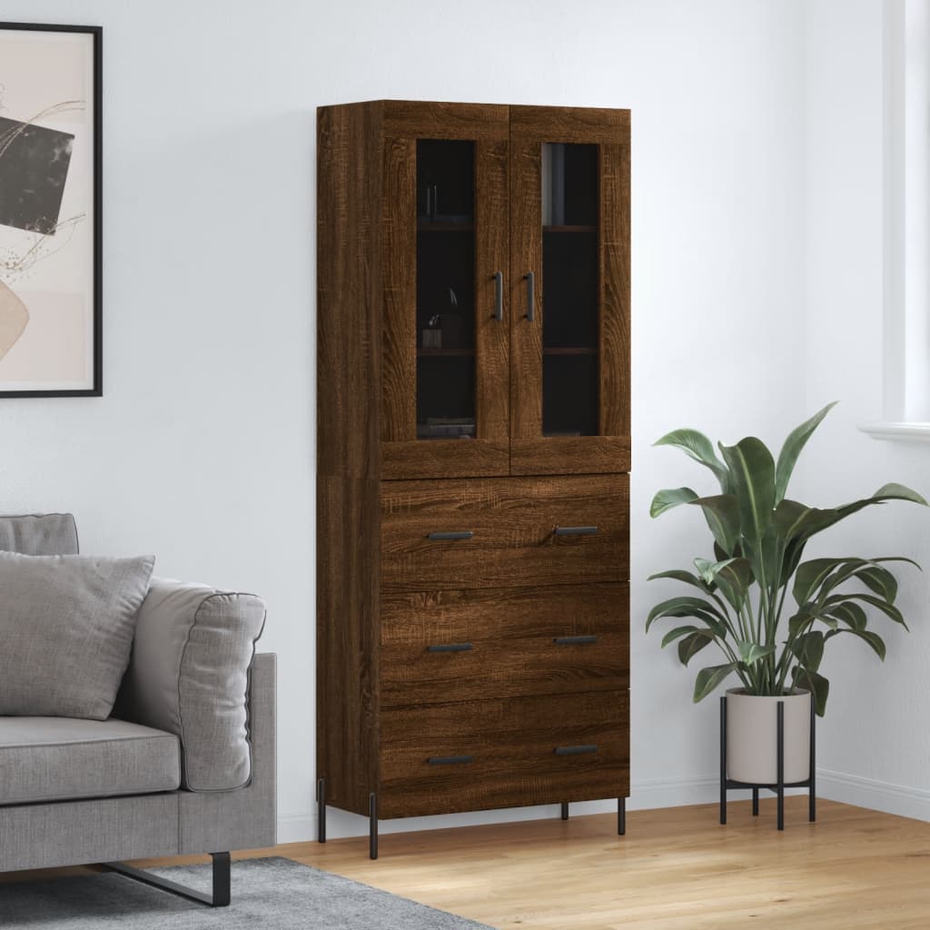 Skříň highboard hnědý dub 69,5 x 34 x 180 cm kompozitní dřevo