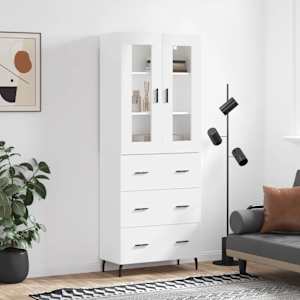 Visoka omara bela 69,5x34x180 cm inženirski les