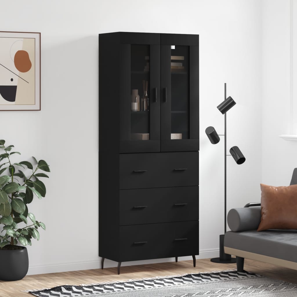 Skříň highboard černá 69,5 x 34 x 180 cm kompozitní dřevo