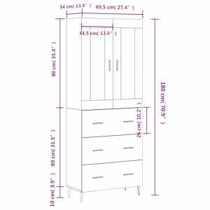 Skříň highboard dub sonoma 69,5 x 34 x 180 cm kompozitní dřevo - obrázek 14
