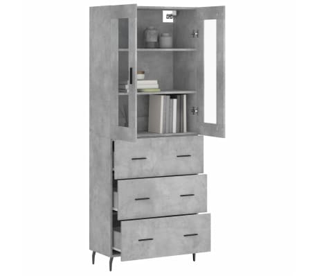 vidaXL Highboard Concrete Grey 69.5x34x180 cm Engineered Wood
