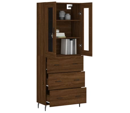 vidaXL Credenza Rovere Marrone 69,5x34x180 cm in Legno Multistrato