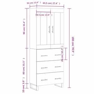 Skříň highboard bílá 69,5 x 34 x 180 cm kompozitní dřevo - obrázek 14