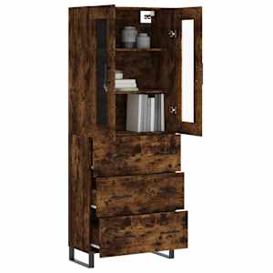 vidaXL Dulap &icirc;nalt, stejar fumuriu, 69,5x34x180, lemn compozit