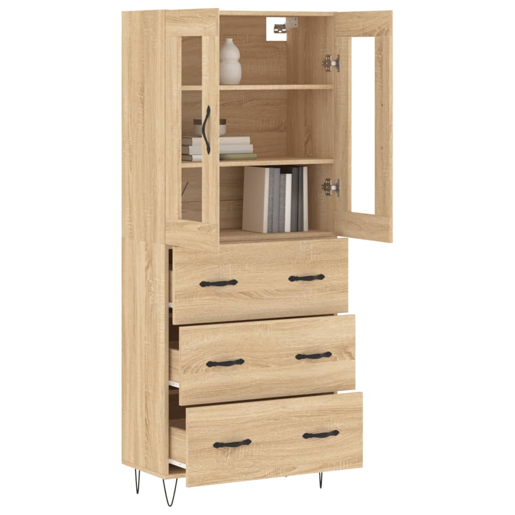 vidaXL Hoge kast 69,5x34x180 cm bewerkt hout sonoma eikenkleurig