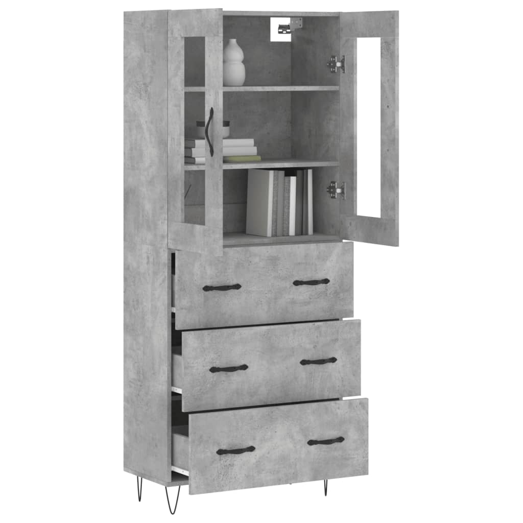 vidaXL Hoge kast 69,5x34x180 cm bewerkt hout betongrijs