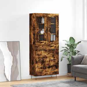 Visoka komoda dimljen hrast 69,5x34x180 cm inženirski les