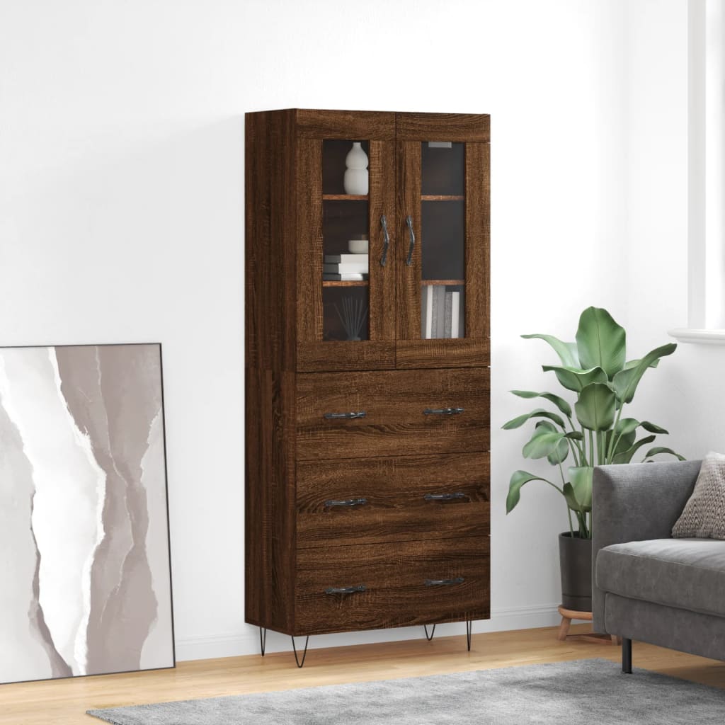 Skříň highboard hnědý dub 69,5 x 34 x 180 cm kompozitní dřevo