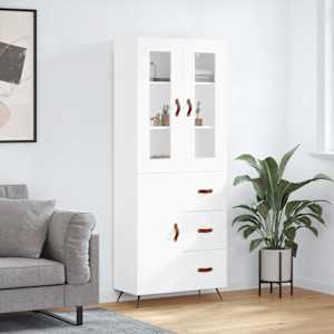 Skříň highboard bílá 69,5 x 34 x 180 cm kompozitní dřevo - obrázek 1