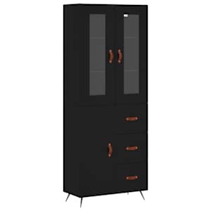 Skříň highboard černá 69,5 x 34 x 180 cm kompozitní dřevo - obrázek 2