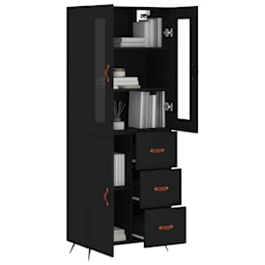 Skříň highboard černá 69,5 x 34 x 180 cm kompozitní dřevo - obrázek 3