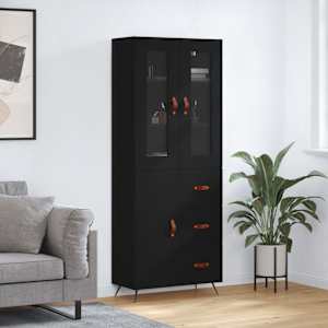Skříň highboard černá 69,5 x 34 x 180 cm kompozitní dřevo - obrázek 1