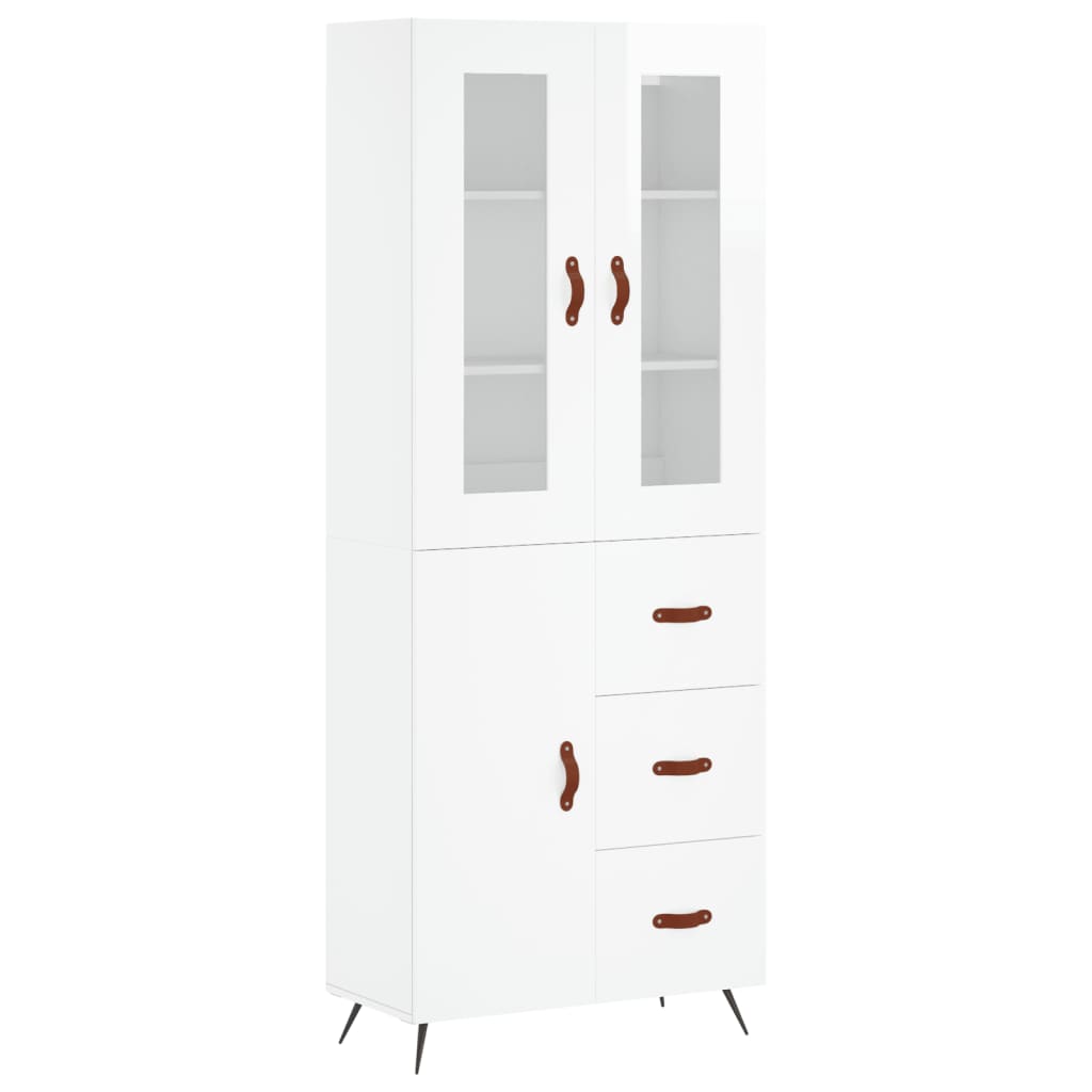 vidaXL Skříň highboard lesklá bílá 69,5 x 34 x 180 cm kompozitní dřevo