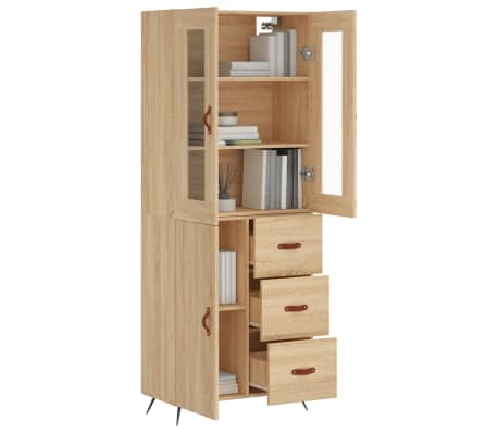 vidaXL Highboard Sonoma Oak 69.5x34x180 cm Engineered Wood