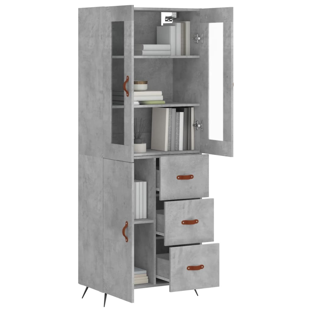 vidaXL Highboard Betongrau 69,5x34x180 cm Holzwerkstoff