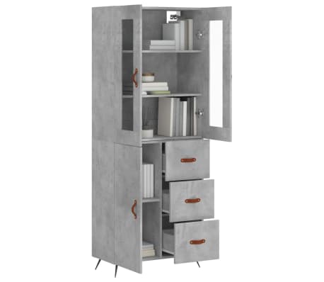 vidaXL Highboard Betongrau 69,5x34x180 cm Holzwerkstoff